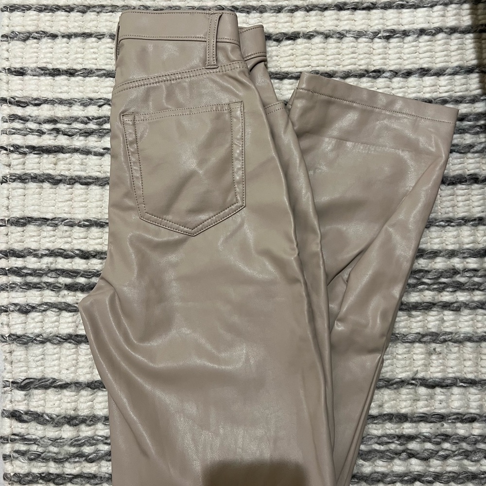 Abercrombie & Fitch Cream Faux Leather Pants - 90s straight high rise